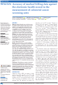 Cover page: Accuracy of medical billing data against the electronic health record in the measurement of colorectal cancer screening rates