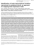 Cover page: Identification of brain transcriptional variation reproduced in peripheral blood: an approach for mapping brain expression traits