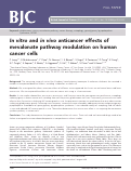 Cover page: In vitro and in vivo anticancer effects of mevalonate pathway modulation on human cancer cells