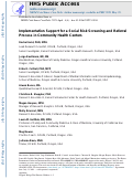 Cover page: Implementation Support for a Social Risk Screening and Referral Process in Community Health Centers.