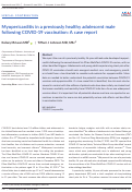 Cover page: Myopericarditis in a previously healthy adolescent male following COVID‐19 vaccination: A case report