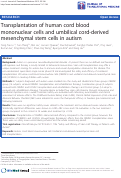 Cover page: Transplantation of human cord blood mononuclear cells and umbilical cord-derived mesenchymal stem cells in autism