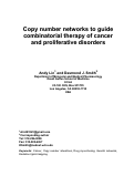 Cover page: Copy number networks to guide combinatorial therapy of cancer and proliferative disorders