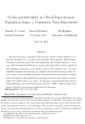 Cover page: Cycles and Instability in a Rock-Paper-Scissors Population Game: a Continuous Time Experiment