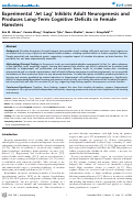 Cover page: Experimental ‘Jet Lag’ Inhibits Adult Neurogenesis and Produces Long-Term Cognitive Deficits in Female Hamsters