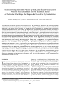 Cover page: Transforming Growth Factor β-Induced Superficial Zone Protein Accumulation in the Surface Zone of Articular Cartilage Is Dependent on the Cytoskeleton