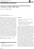 Cover page: “This is My Community”: Reproducing and Resisting Boundaries of Exclusion in Contested Public Spaces