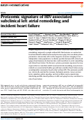 Cover page: Proteomic signature of HIV-associated subclinical left atrial remodeling and incident heart failure