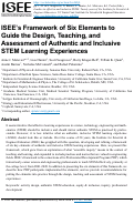 Cover page: ISEE's Framework of Six Elements to Guide the Design, Teaching, and Assessment of Authentic and Inclusive STEM Learning Experiences