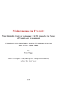 Cover page: Maintenance in Transit: What Reliability-Centered Maintenance (RCM) Means for the Future of Transit Asset Management