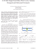 Cover page: A 44 GHz Single-Feed Fabry-Pérot Cavity Antenna Designed and Fabricated On Quartz