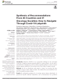 Cover page: Synthesis of Recommendations From 25 Countries and 31 Oncology Societies: How to Navigate Through Covid-19 Labyrinth