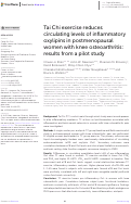 Cover page: Tai Chi exercise reduces circulating levels of inflammatory oxylipins in postmenopausal women with knee osteoarthritis: results from a pilot study.