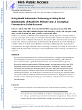 Cover page: Using Health Information Technology to Bring Social Determinants of Health into Primary Care: A Conceptual Framework to Guide Research