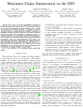 Cover page of Maximum Clique Enumeration on the GPU