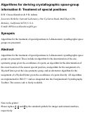 Cover page: Algorithms for deriving crystallographic space-group information. II: Treatment of special 
positions