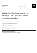 Cover page: Structural and functional insights into the unique CBS–CP12 fusion protein family in cyanobacteria