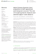 Cover page: Adult Chinese Spanish L2ers’ acquisition of phi-agreement and temporal concord: The role of morphosyntactic features and adverb/subject-verb distance