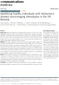 Cover page: Identifying healthy individuals with Alzheimer’s disease neuroimaging phenotypes in the UK Biobank