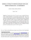 Cover page: OPTIMAL CONTRACTS WITH TEAM PRODUCTION AND HIDDEN INFORMATION: AN EXPERIMENT