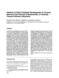 Cover page: Aspects of early postnatal development of cortical neurons that proceed independently of normally present extrinsic influences.