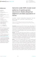 Cover page: Genome-wide SNPs reveal novel patterns of spatial genetic structure in Aedes albopictus (Diptera Culicidae) population in China