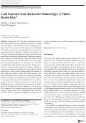 Cover page: Lead Exposure from Backyard Chicken Eggs: A Public Health Risk?