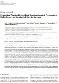 Cover page: Evaluating Thresholds to Adopt Hypofractionated Preoperative Radiotherapy as Standard of Care in Sarcoma.