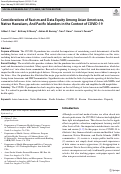 Cover page: Considerations of Racism and Data Equity Among Asian Americans, Native Hawaiians, And Pacific Islanders in the Context of COVID-19