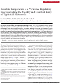 Cover page: Feverlike Temperature is a Virulence Regulatory Cue Controlling the Motility and Host Cell Entry of Typhoidal Salmonella