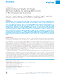 Cover page: Overcoming barriers to improved decision-making for battery deployment in the clean energy transition.