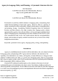 Cover page: Agency in the Ecology of Language Policy and Planning: A systematic literature review