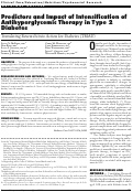 Cover page: Predictors and Impact of Intensification of Antihyperglycemic Therapy in Type 2 Diabetes Translating Research into Action for Diabetes (TRIAD)