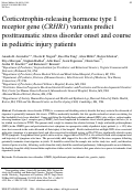 Cover page: Corticotrophin-Releasing Hormone Type 1 Receptor Gene (CRHR1) Variants Predict Posttraumatic Stress Disorder Onset and Course in Pediatric Injury Patients