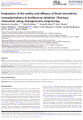 Cover page: Evaluation of the safety and efficacy of fecal microbiota transplantations in bottlenose dolphins (Tursiops truncatus) using metagenomic sequencing.