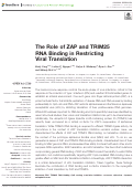 Cover page: The Role of ZAP and TRIM25 RNA Binding in Restricting Viral Translation