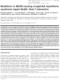 Cover page: Mutations in MUSK causing congenital myasthenic syndrome impair MuSK–Dok-7 interaction