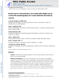 Cover page: Breast Cancer Characteristics Associated With Digital Versus Film-Screen Mammography for Screen-Detected and Interval Cancers.