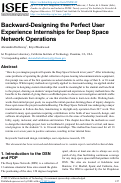 Cover page of Backward-Designing the Perfect User Experience Internships for Deep Space Network Operations