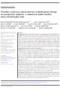 Cover page: Wearable, noninvasive, pulsed shortwave (radiofrequency) therapy for postoperative analgesia: A randomized, double-masked, sham-controlled pilot study.