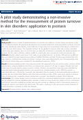 Cover page: A pilot study demonstrating a non‐invasive method for the measurement of protein turnover in skin disorders: application to psoriasis