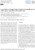 Cover page: A novel Whole Air Sample Profiler (WASP) for the quantification of volatile organic compounds in the boundary layer