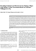 Cover page: Providing Limited Local Electric Service During a Major Grid Outage: A First Assessment Based on Customer Willingness to Pay