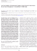 Cover page: One-Year Stability of Frontoparietal Cognitive Control Network Connectivity in Recent Onset Schizophrenia: A Task-Related 3T fMRI Study