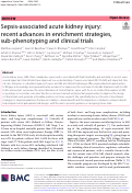 Cover page: Sepsis-associated acute kidney injury: recent advances in enrichment strategies, sub-phenotyping and clinical trials.