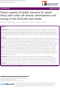 Cover page: Patient reports of health outcome for adults living with sickle cell disease: development and testing of the ASCQ-Me item banks