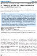 Cover page: Effects of Connectivity and Recurrent Local Disturbances on Community Structure and Population Density in Experimental Metacommunities