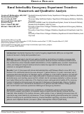 Cover page: Rural Interfacility Emergency Department Transfers: Framework and Qualitative Analysis