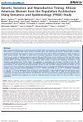 Cover page: Genetic Variation and Reproductive Timing: African American Women from the Population Architecture Using Genomics and Epidemiology (PAGE) Study