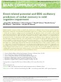 Cover page: Event-related potential and EEG oscillatory predictors of verbal memory in mild cognitive impairment